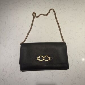 Kate Spade Black Clutch with Gold Chain